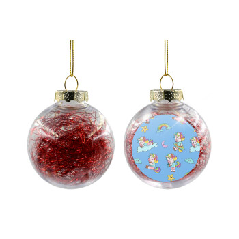 Unicorn pattern, Transparent Christmas tree ball ornament with red filling 8cm
