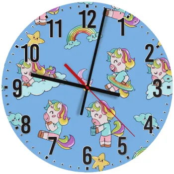 Unicorn pattern, Ρολόι τοίχου ξύλινο (30cm)