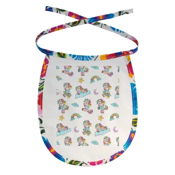 Unicorn pattern, Σαλιάρα μωρού αλέκιαστη με κορδόνι Χρωματιστή