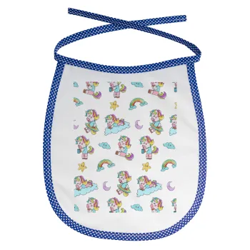 Unicorn pattern, Σαλιάρα μωρού αλέκιαστη με κορδόνι Μπλε