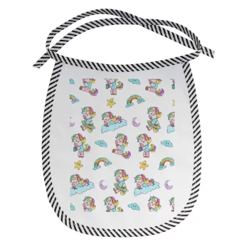 Unicorn pattern, Σαλιάρα μωρού αλέκιαστη με κορδόνι Μαύρη