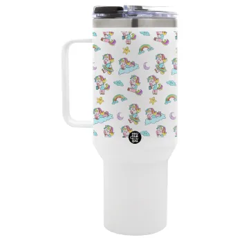 Unicorn pattern, Mega Stainless steel Tumbler with lid, double wall 1,2L