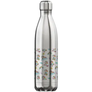 Unicorn pattern, Inox (Stainless steel) hot metal mug, double wall, 750ml