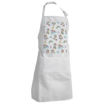 Unicorn pattern, Adult Chef Apron (with sliders and 2 pockets)