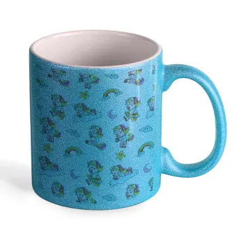 Unicorn pattern, Κούπα Σιέλ Glitter που γυαλίζει, κεραμική, 330ml