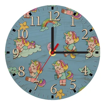 Unicorn pattern, Ρολόι τοίχου ξύλινο plywood (20cm)