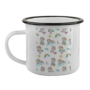 Unicorn pattern, Κούπα εμαγιέ με μαύρο χείλος 360ml