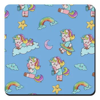 Unicorn pattern, Τετράγωνο μαγνητάκι ξύλινο 9x9cm