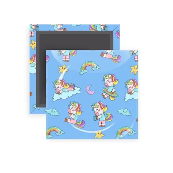 Unicorn pattern, Μαγνητάκι ψυγείου τετράγωνο διάστασης 5x5cm