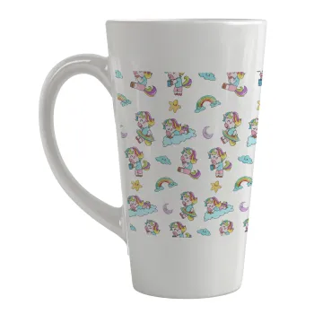 Unicorn pattern, Κούπα κωνική Latte Μεγάλη, κεραμική, 450ml