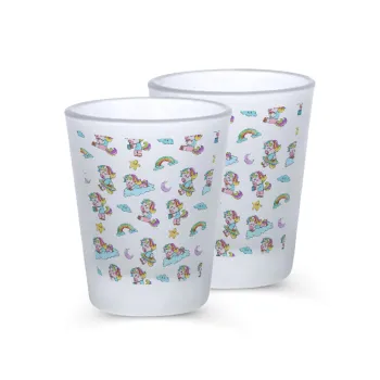 Unicorn pattern, Σφηνοπότηρα γυάλινα 45ml του πάγου (2 τεμάχια)
