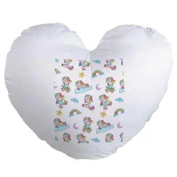Unicorn pattern, Μαξιλάρι καναπέ καρδιά 40x40cm περιέχεται το  γέμισμα