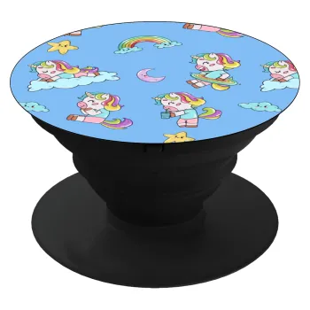 Unicorn pattern, Phone Holders Stand  Black Hand-held Mobile Phone Holder