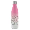 Metal mug thermos Pink/White (Stainless steel), double wall, 500ml