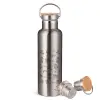 Stainless steel Silver with wooden lid (bamboo), double wall, 750ml