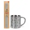 Easter Set, metallic thermal cup (300ml) & Easter aromatic flat candle (30cm) (GRAY)