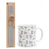 Easter Set, Ceramic Cup (330ml) & Easter aromatic flat candle (30cm) (GRAY)