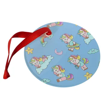 Unicorn pattern, Christmas ornament glass 9cm