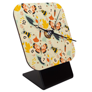 Πεταλούδες, Quartz Table clock in natural wood (10cm)