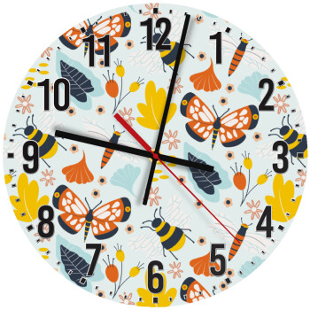 Πεταλούδες, Ρολόι τοίχου ξύλινο (30cm)