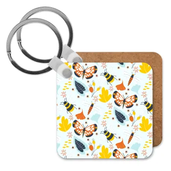 Πεταλούδες, Μπρελόκ Ξύλινο τετράγωνο MDF