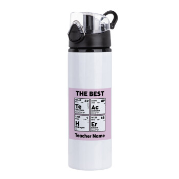THE BEST Teacher chemical symbols, Μεταλλικό παγούρι νερού με καπάκι ασφαλείας, αλουμινίου 750ml