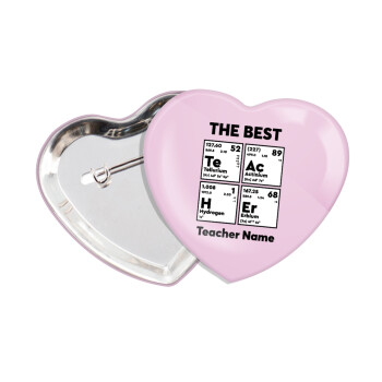THE BEST Teacher chemical symbols, Κονκάρδα παραμάνα καρδιά (57x52mm)