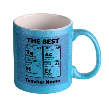THE BEST Teacher chemical symbols, Κούπα Σιέλ Glitter που γυαλίζει, κεραμική, 330ml
