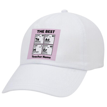 THE BEST Teacher chemical symbols, Καπέλο ενηλίκων Jockey Λευκό (snapback, 5-φύλλο, unisex)