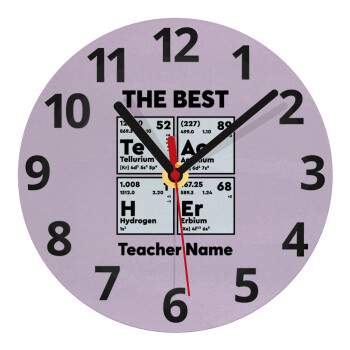 THE BEST Teacher chemical symbols, Ρολόι τοίχου γυάλινο (20cm)
