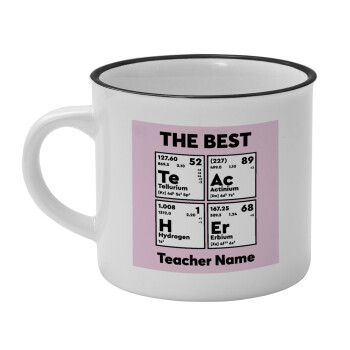 THE BEST Teacher chemical symbols, Κούπα κεραμική vintage Λευκή/Μαύρη 230ml