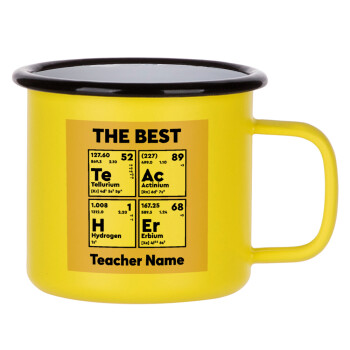 THE BEST Teacher chemical symbols, Κούπα Μεταλλική εμαγιέ ΜΑΤ Κίτρινη 360ml