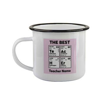 THE BEST Teacher chemical symbols, Κούπα εμαγιέ με μαύρο χείλος 360ml