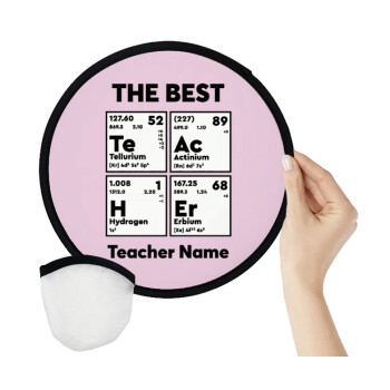 THE BEST Teacher chemical symbols, Βεντάλια υφασμάτινη αναδιπλούμενη με θήκη (20cm)