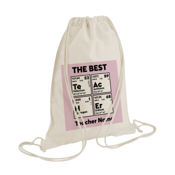 THE BEST Teacher chemical symbols, Τσάντα πλάτης πουγκί GYMBAG natural (28x40cm)