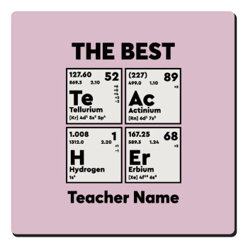 THE BEST Teacher chemical symbols, Τετράγωνο μαγνητάκι ξύλινο 6x6cm