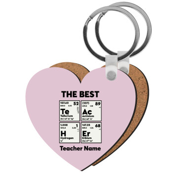 THE BEST Teacher chemical symbols, Μπρελόκ Ξύλινο καρδιά MDF