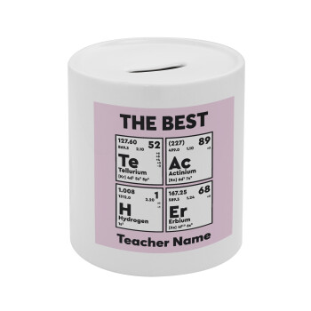 THE BEST Teacher chemical symbols, Κουμπαράς πορσελάνης με τάπα