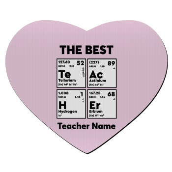 THE BEST Teacher chemical symbols, Mousepad heart 23x20cm