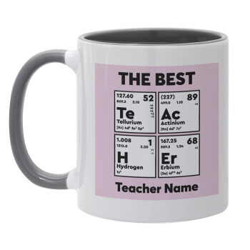 THE BEST Teacher chemical symbols, Κούπα χρωματιστή γκρι, κεραμική, 330ml