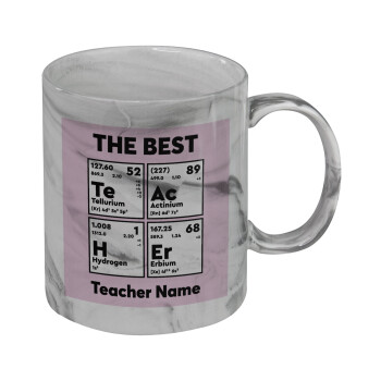 THE BEST Teacher chemical symbols, Κούπα κεραμική, marble style (μάρμαρο), 330ml
