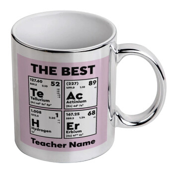 THE BEST Teacher chemical symbols, Κούπα κεραμική, ασημένια καθρέπτης, 330ml