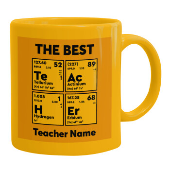 THE BEST Teacher chemical symbols, Κούπα, κεραμική κίτρινη, 330ml (1 τεμάχιο)