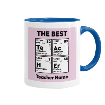 THE BEST Teacher chemical symbols, Mug colored blue, ceramic, 330ml