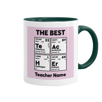 THE BEST Teacher chemical symbols, Mug colored green, ceramic, 330ml