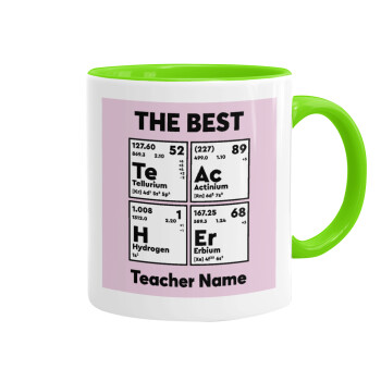 THE BEST Teacher chemical symbols, Mug colored light green, ceramic, 330ml