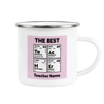 THE BEST Teacher chemical symbols, Κούπα Μεταλλική εμαγιέ λευκη 360ml