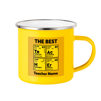 THE BEST Teacher chemical symbols, Κούπα Μεταλλική εμαγιέ Κίτρινη 360ml