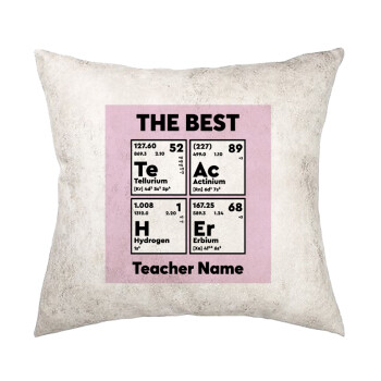 THE BEST Teacher chemical symbols, Μαξιλάρι καναπέ Δερματίνη Γκρι 40x40cm με γέμισμα