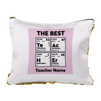 THE BEST Teacher chemical symbols, Τσαντάκι νεσεσέρ με πούλιες (Sequin) Χρυσό